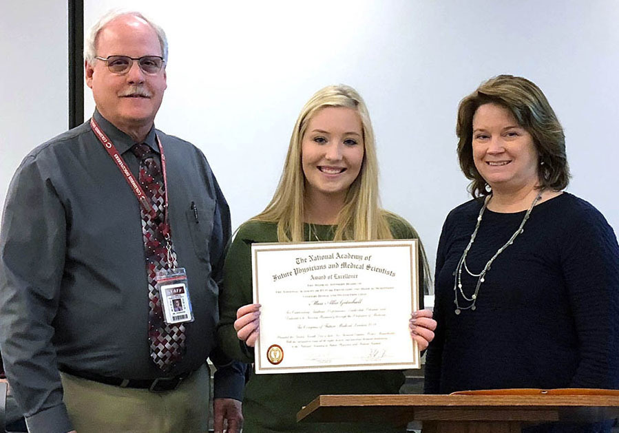 Allie Gotschall received the Award of Excellence from the national Academy of Future Physicians and Medical Scientists.