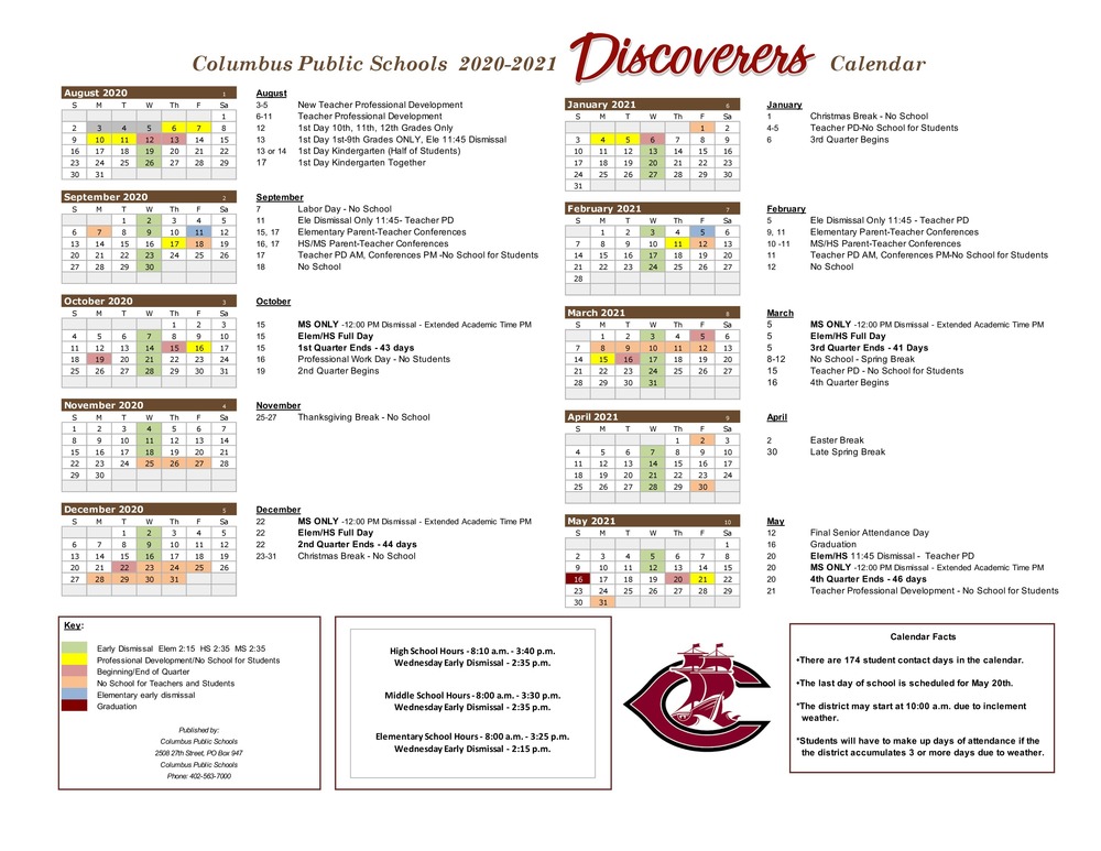 2020-2021 School Calendar Released