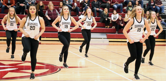 Diamond Dancers perform during half-time of the basketball game against Norfolk