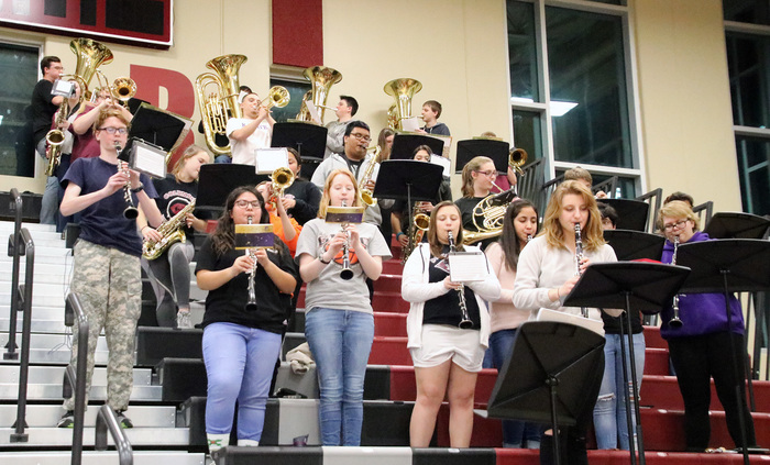 CHS band performing at the basketball game against Norfolk