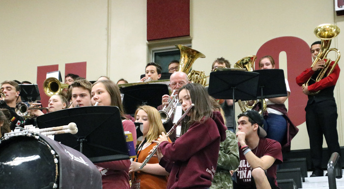 CHS band performing at the basketball game against Norfolk