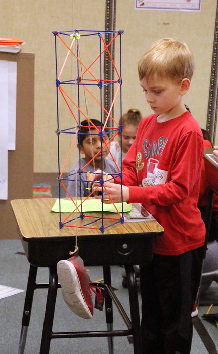 Lost Creek fourth graders demonstrate their simple machines.