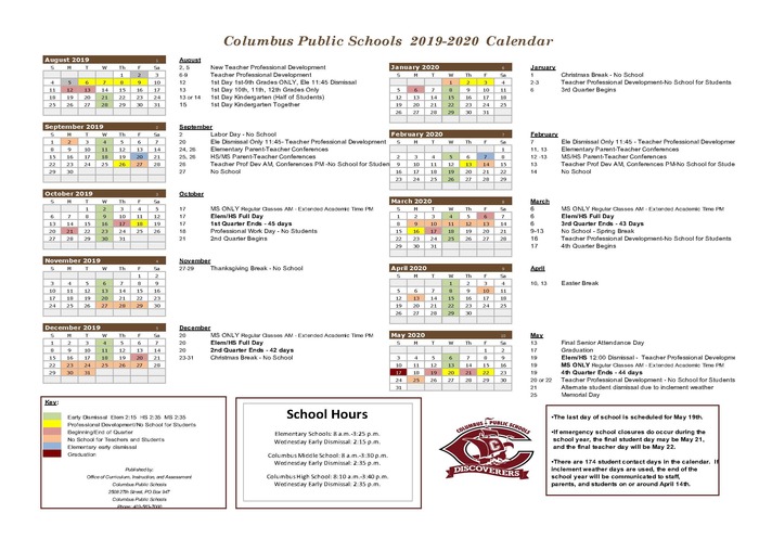 2019-20 School Calendar