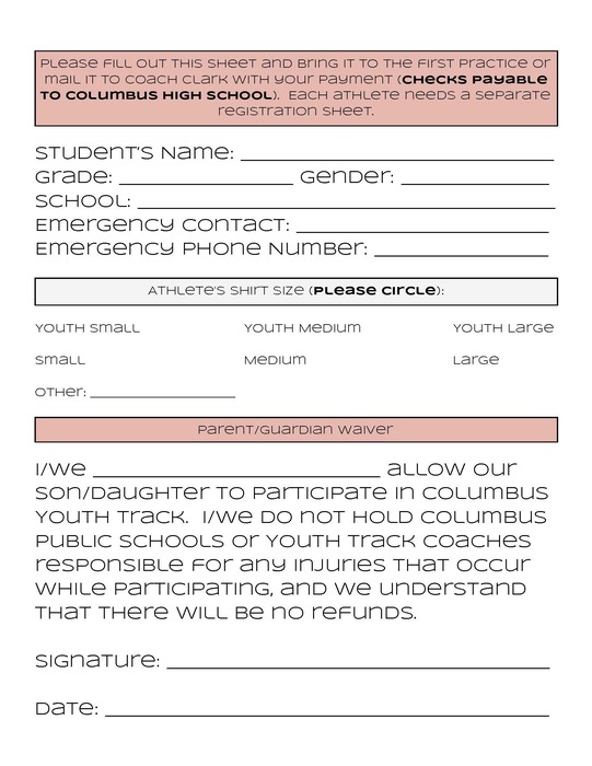 Youth Track information