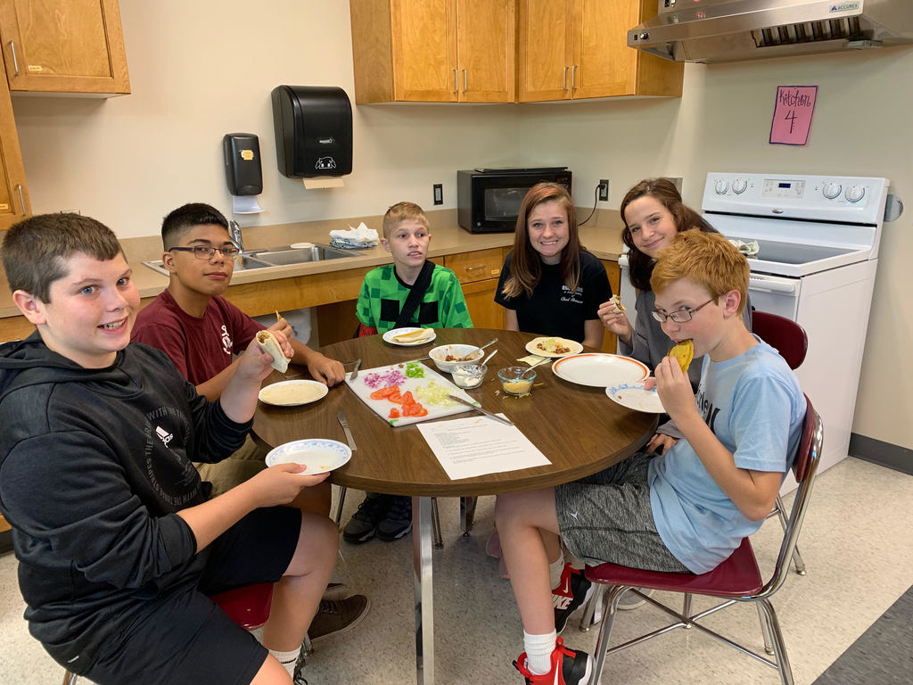 Students prepared and ate their tacos in Foods 8 class! This was the "Safety and Sanitation" lab for the quarter. 