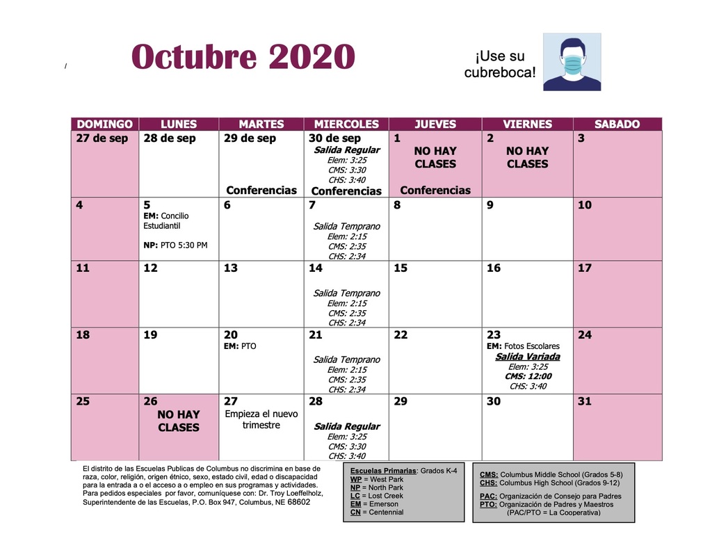 Oct calendar
